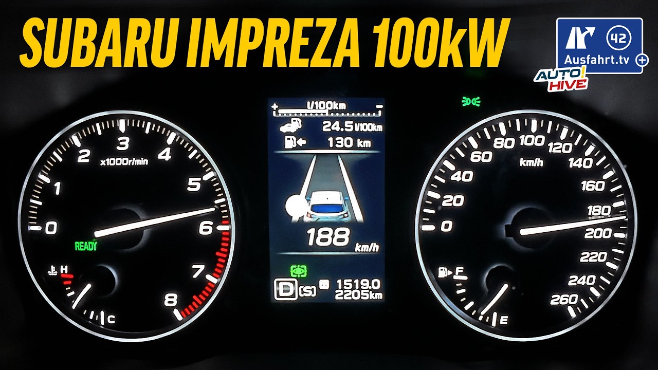 Tachovideo Subaru Impreza 2.0ie Platinum Lineartronic (G6) 0-100 kmh kph 0-60 mph Beschleunigung