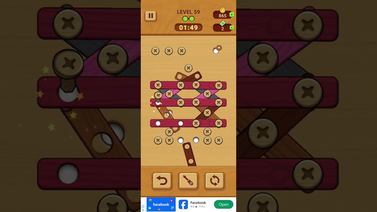 Woodle - Wood Screw Puzzle Level 59 Walkthrough Solution