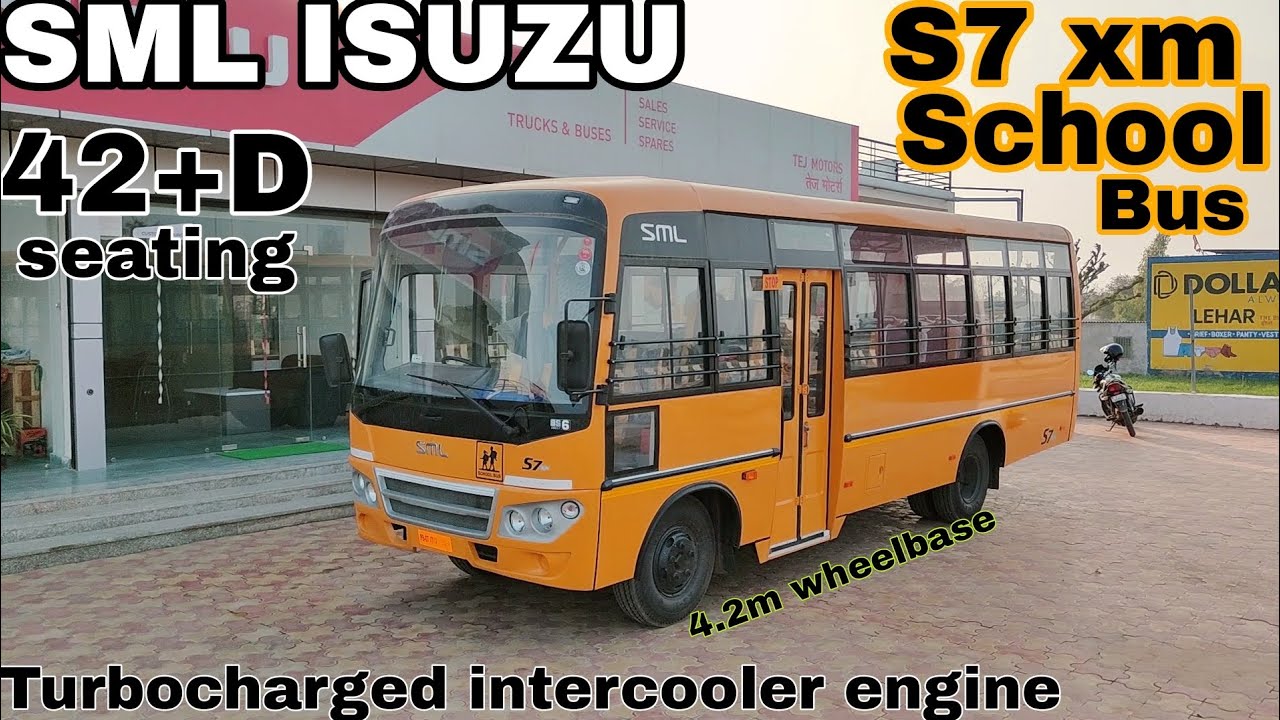 sml isuzu s7 xm 42+driver 4.2m wheelbase 6 tyre air break school bus