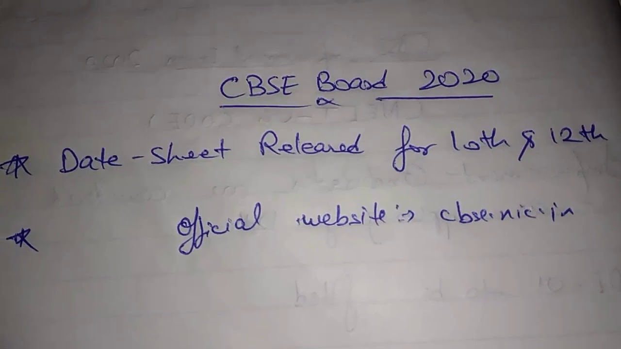 CBSE board 2020 date sheet released  || cbse board class 12th/10th date sheet