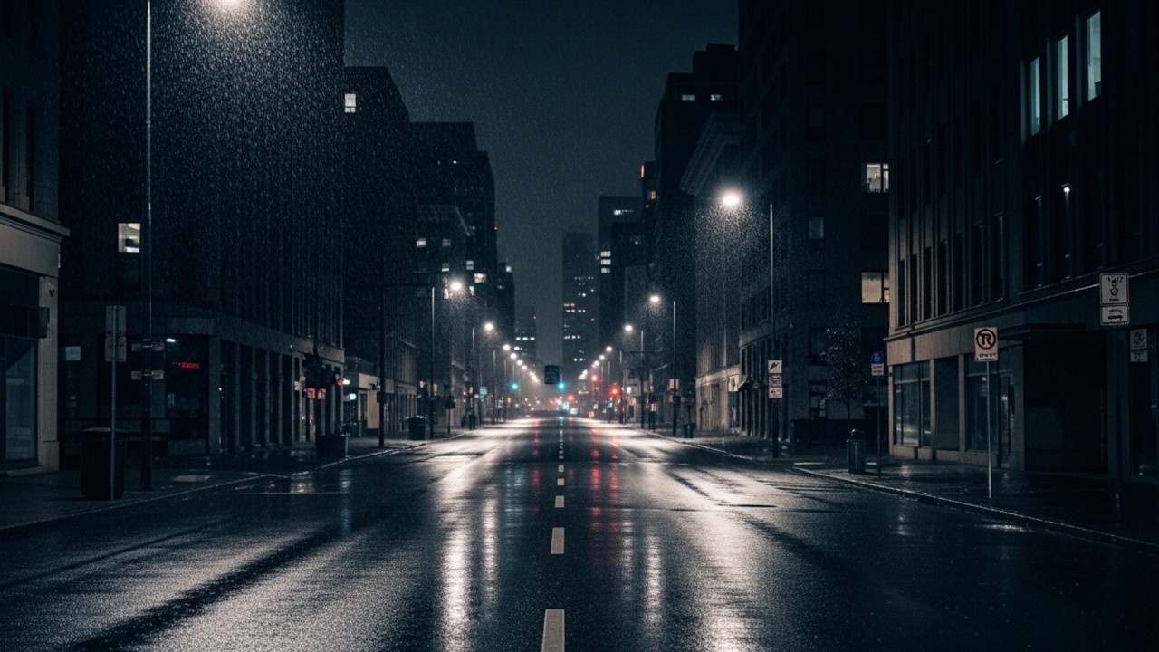 I Stayed Here Watching the Rain Fall on the Empty City | Night Rain Lo-fi
