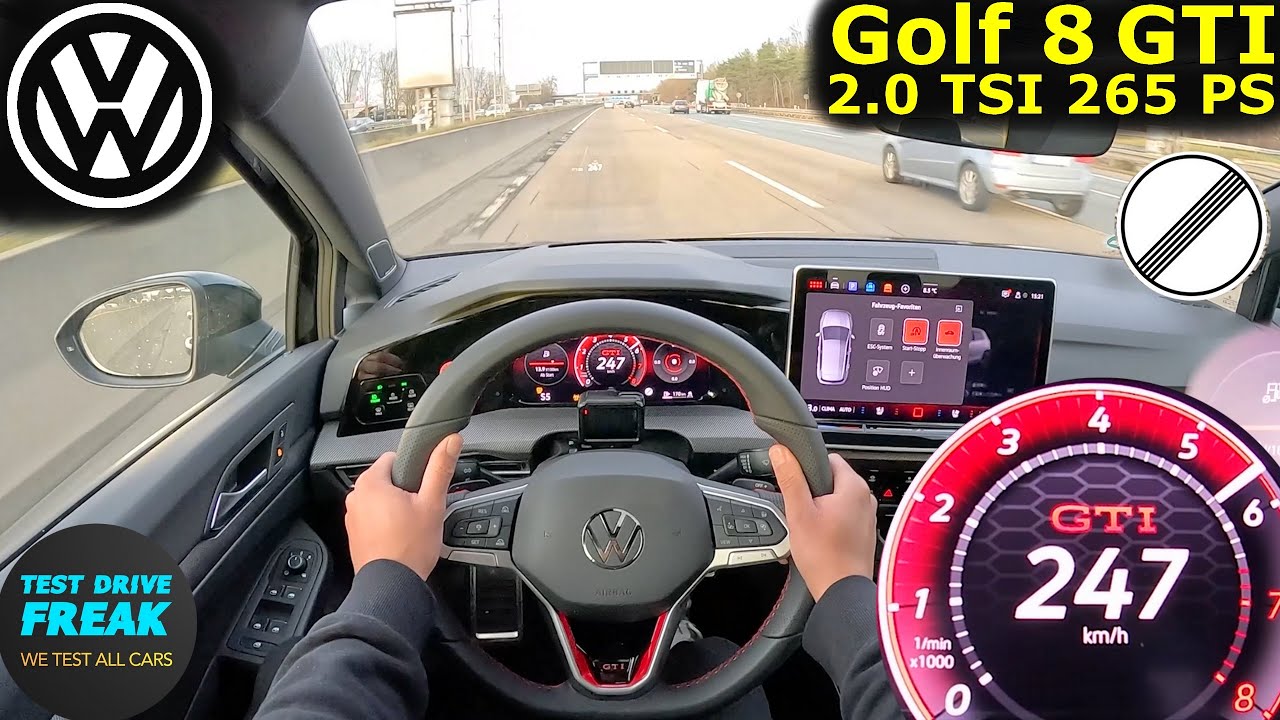 2024 VW Golf 8 GTI Facelift 265 PS 🚀 Top Speed Autobahn POV with Fuel Consumption Test