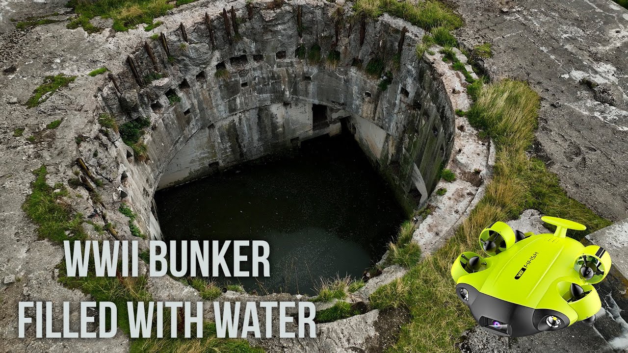 Underwater drone in flooded WWII bunker