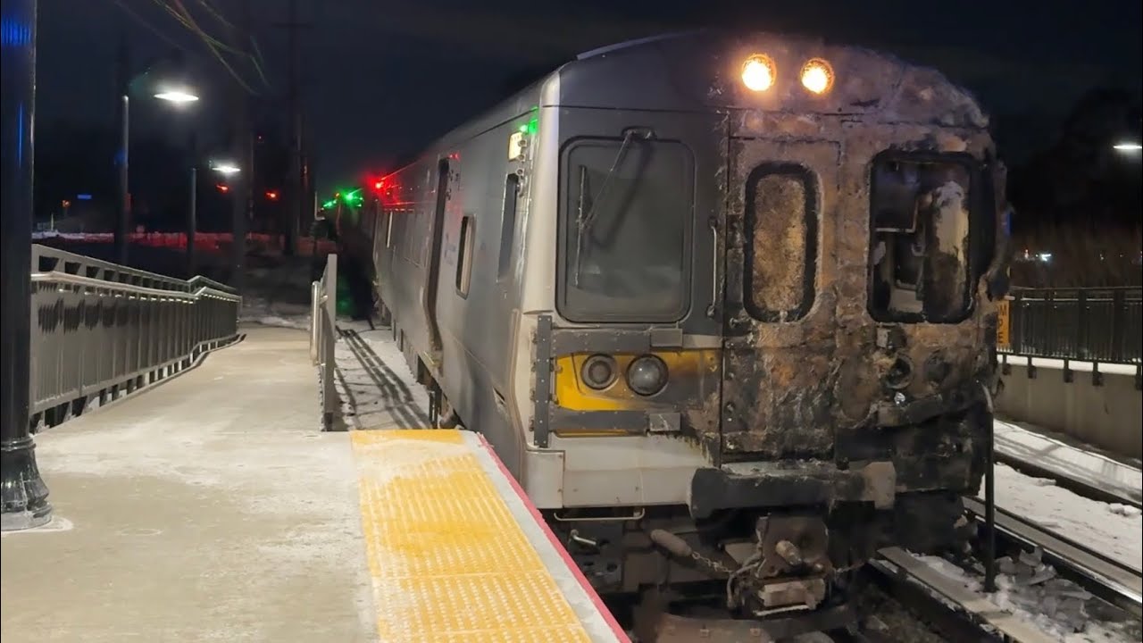 LIRR MP15AC 150 towing an M7 set after it crashed into a car and bursted into flames!