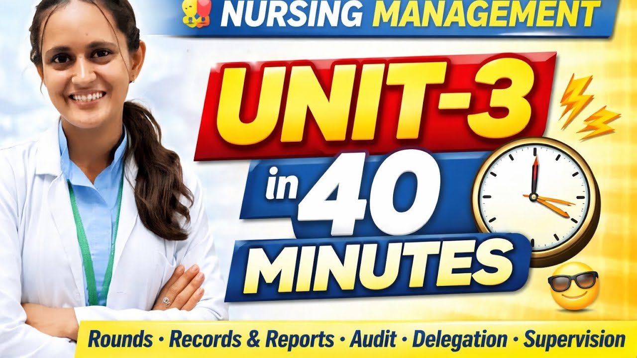 Nursing Management Unit-3 in 40 Min.Nursing Rounds,Records & Reports, Audit, Delegation, Supervision