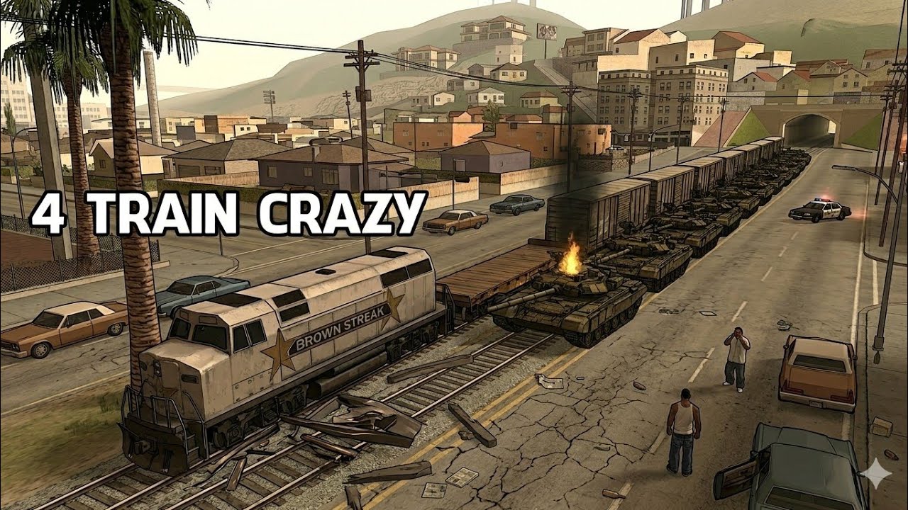4 Trains Gone Crazy in Los Santos | GTA San Andreas Epic Train Chaos! 🚂🔥