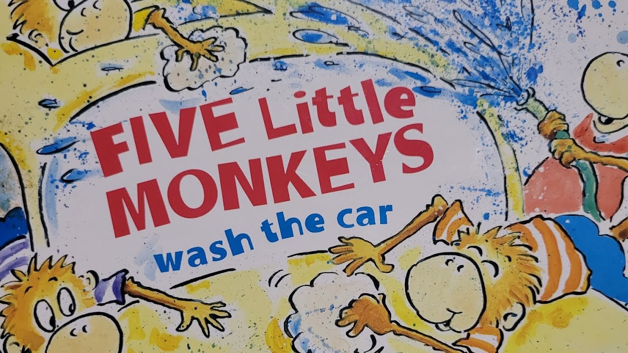 FIVE Little MONKEYS Wash The Car By Eileen Christelo KIDS READ ALOUD BOOK 📚