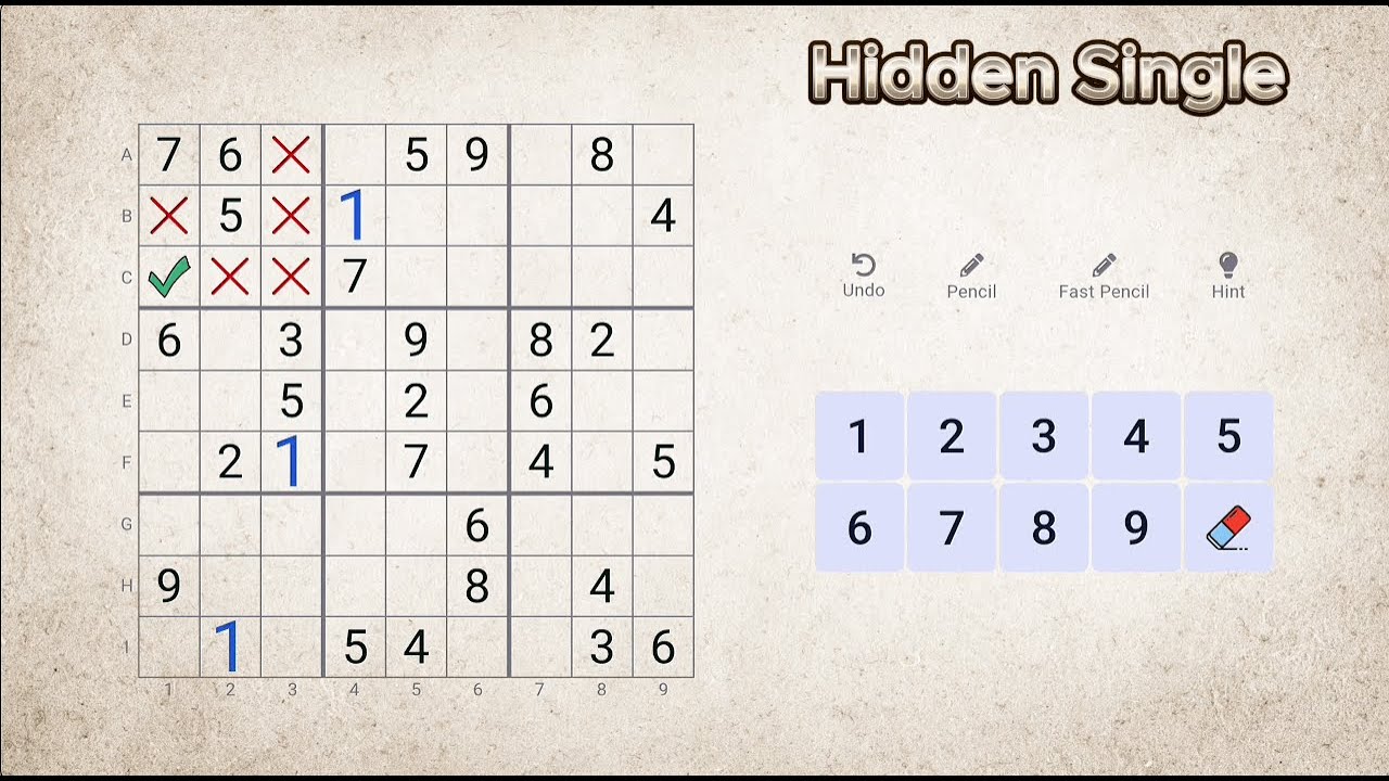 Hidden Single | Cross Hatching | Sudoku Technique | Hindi