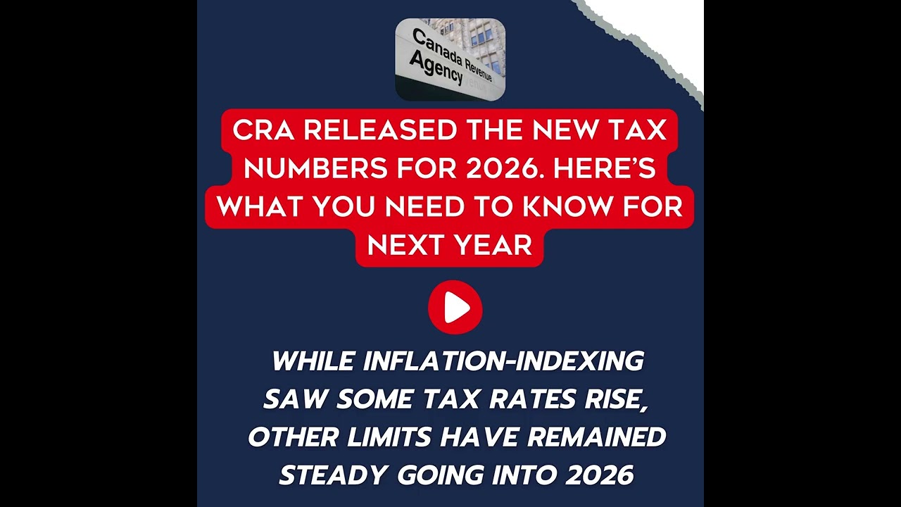 CRA released the new tax numbers for 2026  Here&rsquo;s what you need to know for next year