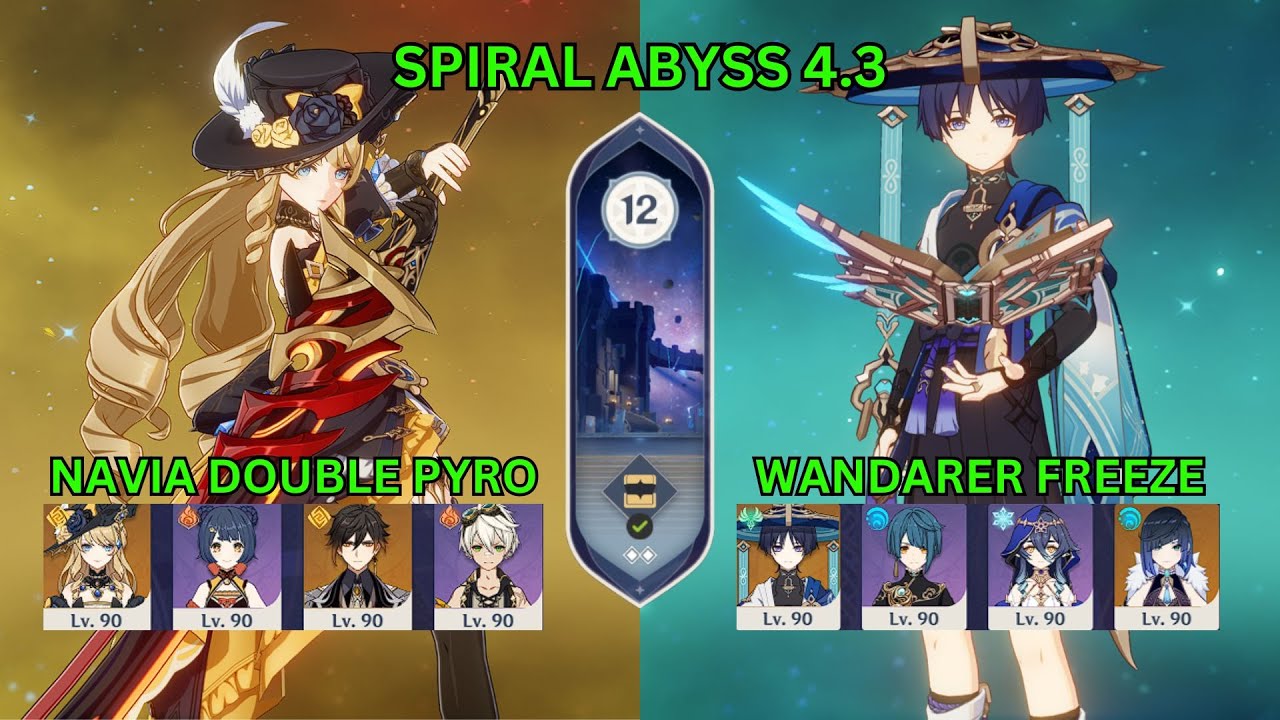 Spiral Abyss 4.3 floor 12 - Navia Double Pyro & Wanderer Freeze Team