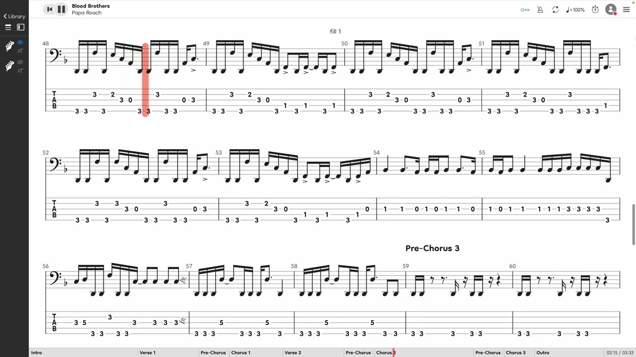 Papa Roach - Blood Brothers (BASS TAB PLAY ALONG)