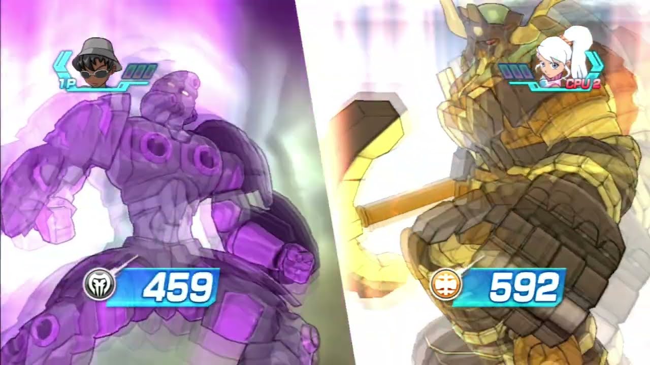 Bakugan Battle Brawlers Fear Ripper, Laserman, and Robotallion VS Julie, Billy, and Akira