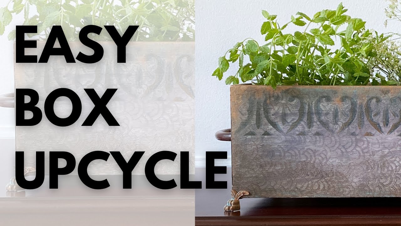 Planter Box from Junk! Thrift Store Decor- DIY painted box with textured finish and copper patina
