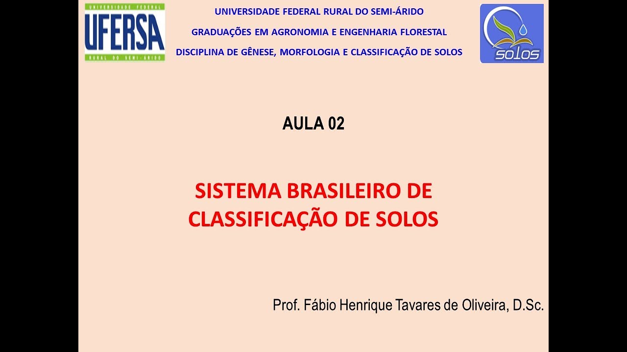SISTEMA BRASILEIRO DE CLASSIFICAÇÃO DE SOLOS - UFERSA 2021