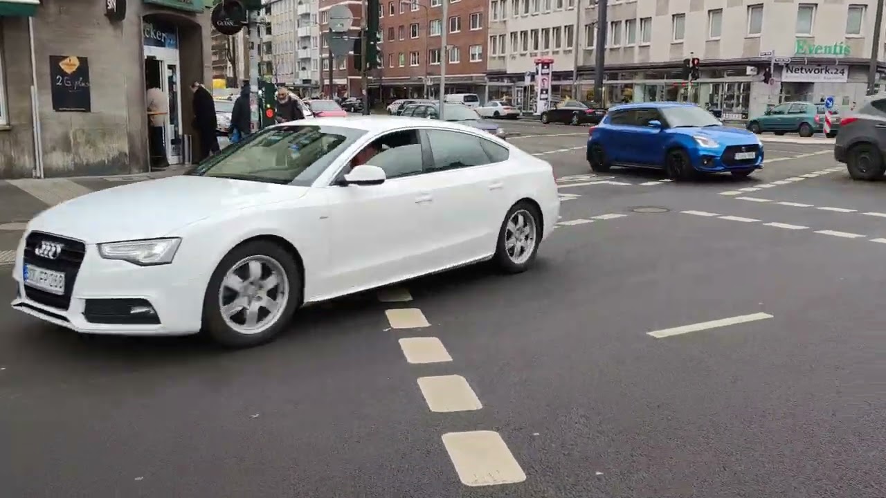 4K Düsseldorf Ellerstraße Kölner Straße, Germany walk with PerLey
