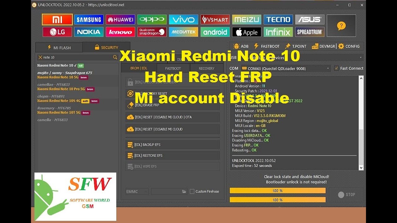 Xiaomi Redmi Note 10 Hard Reset FRP Mi Account Remove