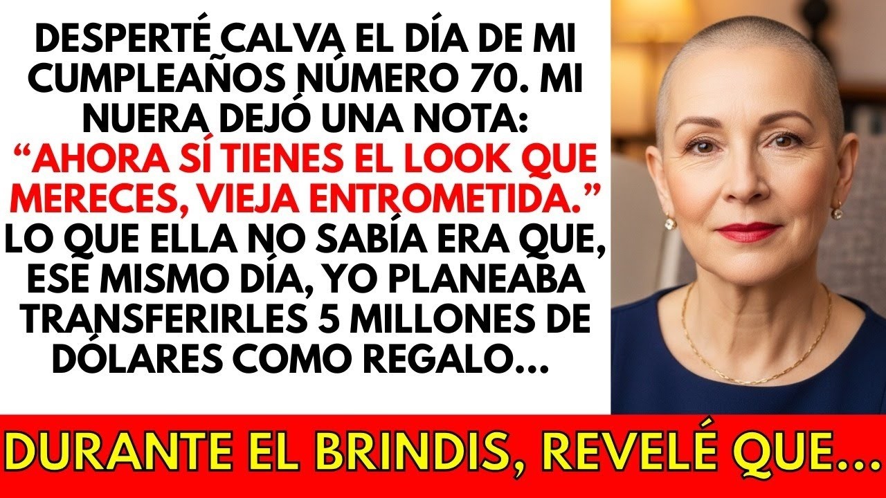 Desperté calva el día de mi cumpleaños. Mi nuera dijo- “Ahora sí tienes el look que mereces…”