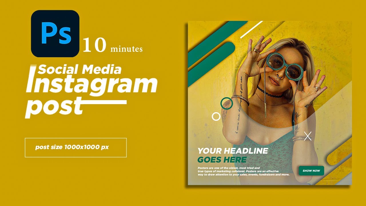 How to Design Instagram post  Social Media Banner | Adobe Photoshop Tutorial Digital marketing post