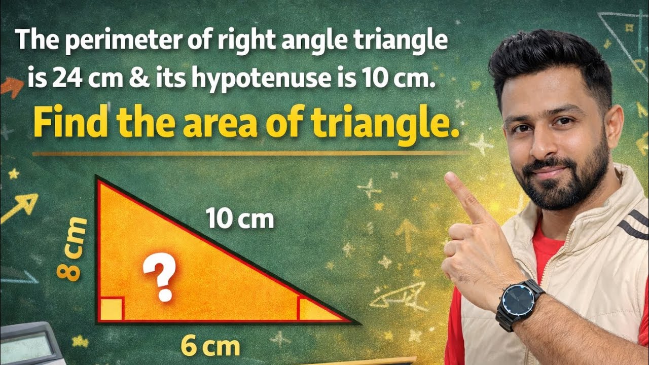 The perimeter of right angle triangle is 24 cm & its hypotenuse is 10 cm.Find the area of triangle.