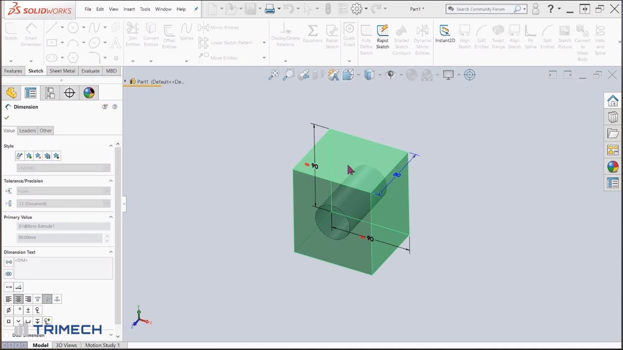 Linking Dimensions Using Link Values and Global Variables in SOLIDWORKS
