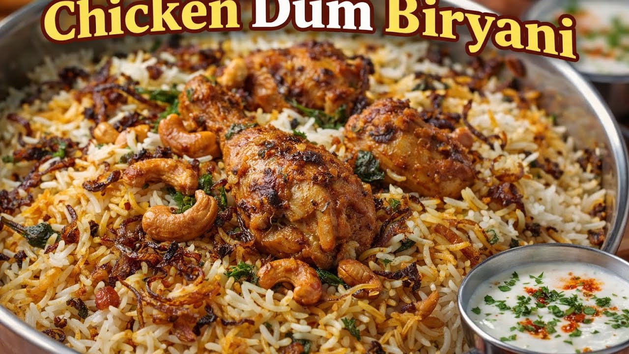 Chicken Dum Biryani 🍗 slow cooked दम पर, हर दाने में मसालों का full flavor, totally mouthwatering!”