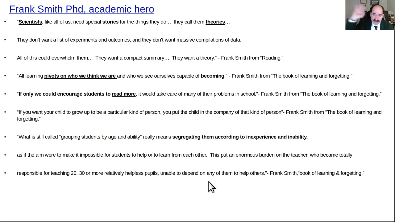 Frank Smith, academic hero of learning & reading