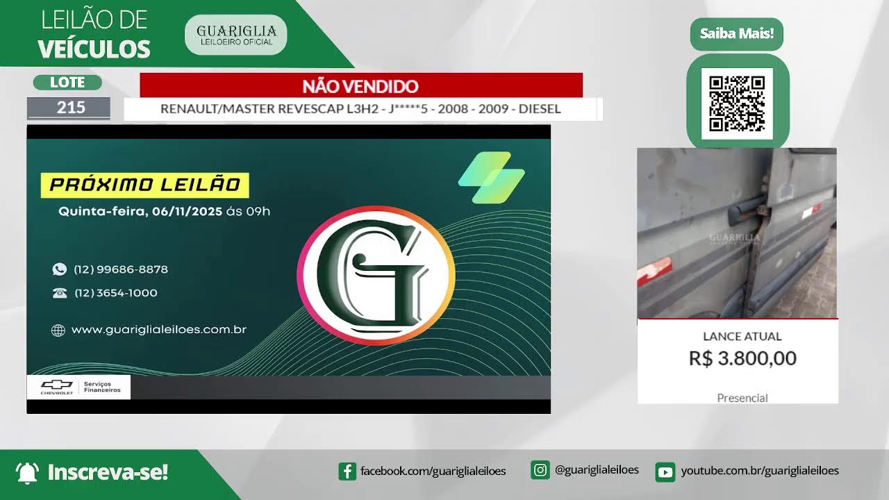 LEIL&Atilde;O DE VE&Iacute;CULOS EM CA&Ccedil;APAVA/SP - 30/10/25
