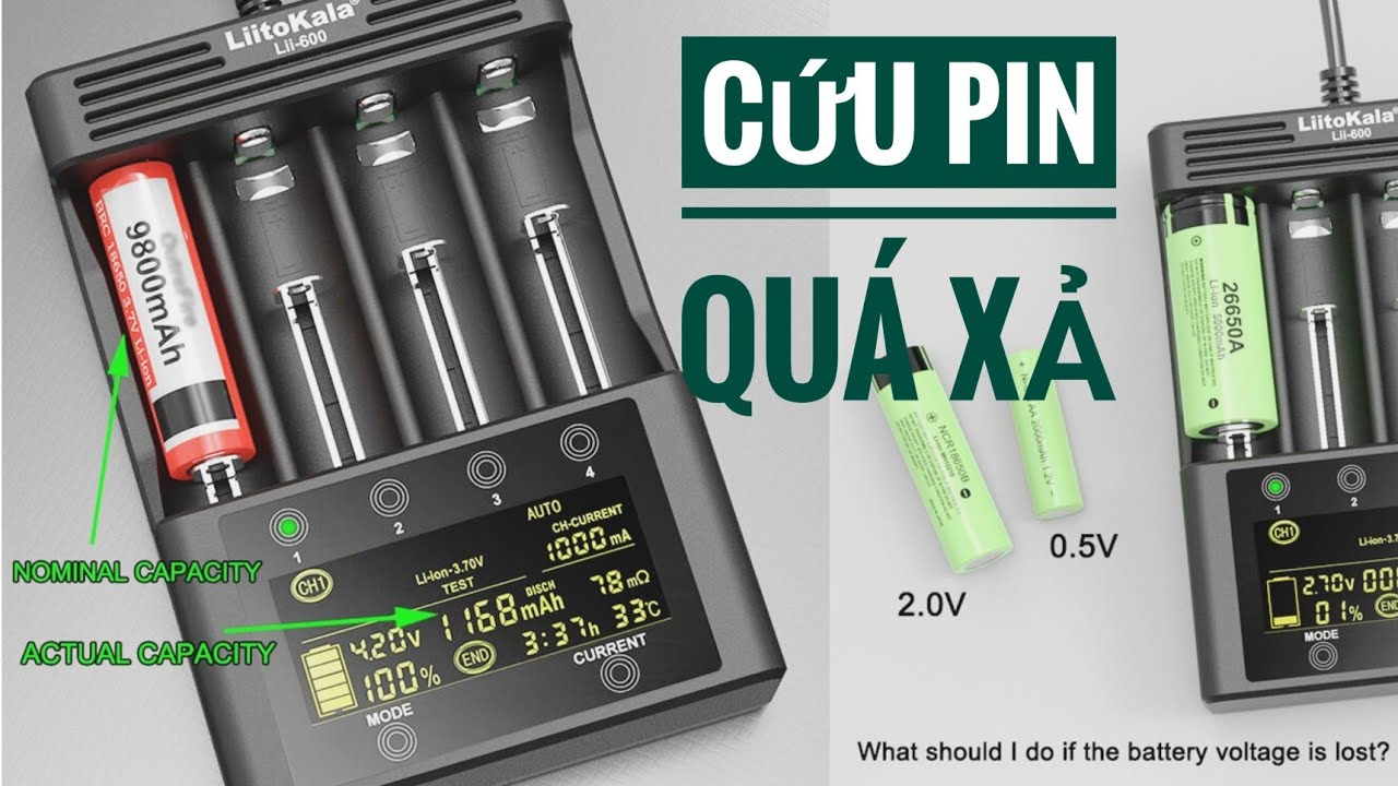 Sạc Pin Liitokala Lii-600 Cứu Pin Quá Xả & Test Pin Thông Minh