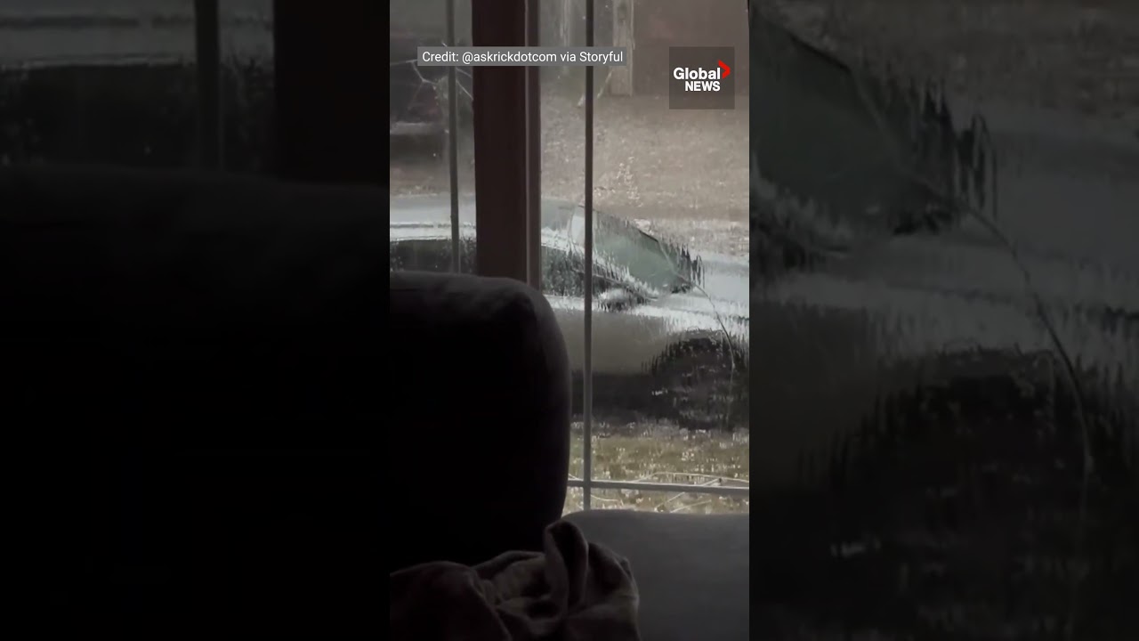 Hail and rain flood Calgary airport, destroy homes and vehicles #HailStorm
