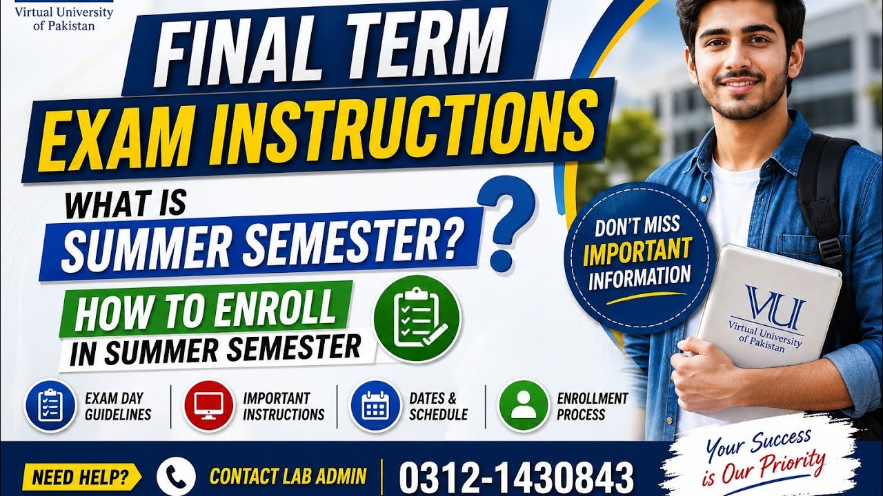 Vu final term exams instructions What is Summer semester ? | complete guidence by Sir Ali 