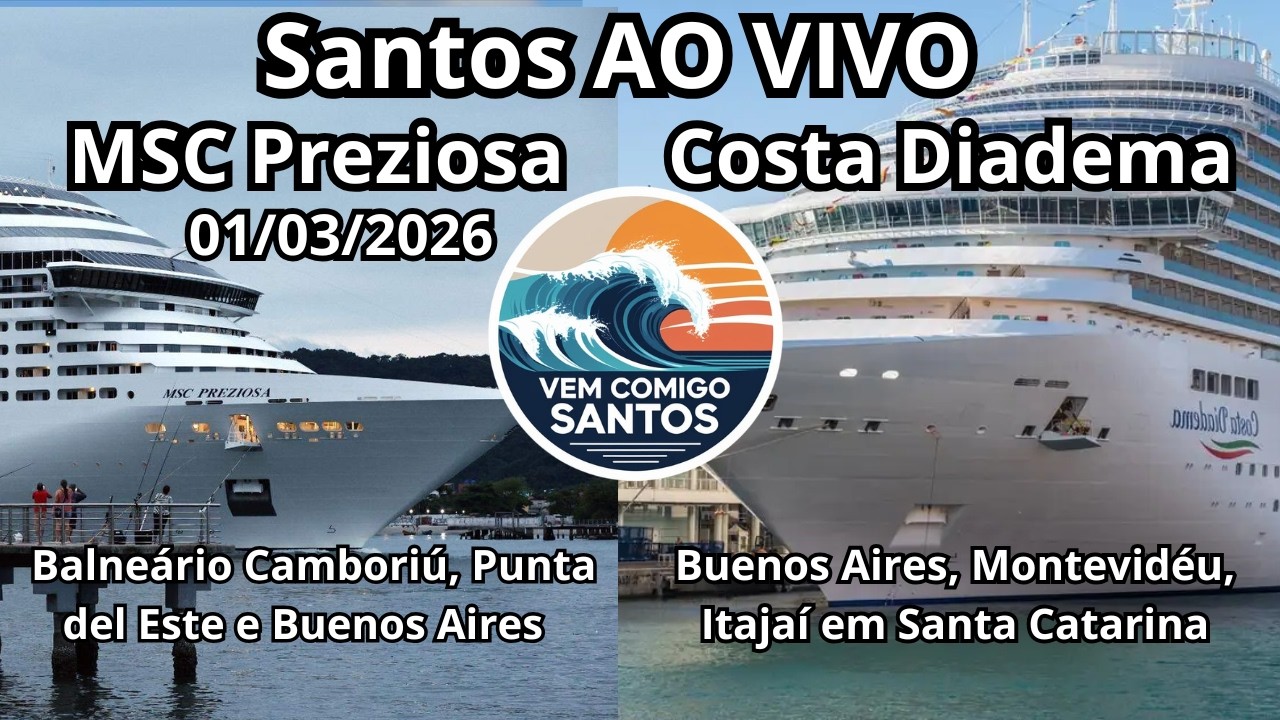 Gigante Italiano no Porto de Santos: Saída do Costa Diadema