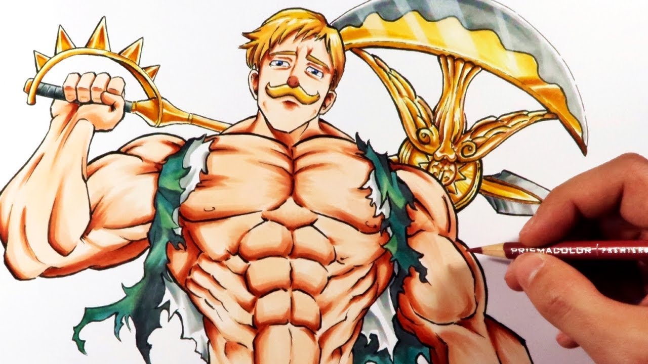 Cómo dibujar a Escanor con lápices de colores | Los 7 Pecados Capitales | Nanatsu no Taizai