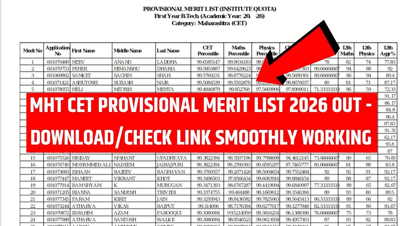 MHT CET Provisional Merit List 2026 🛑 MHT CET Merit List 2026 | MHT CET 2026 #mhtcet