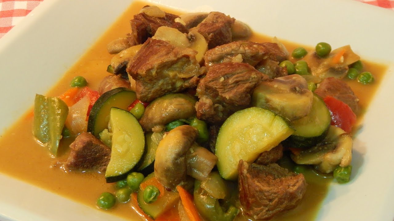 Receta fácil de carne en salsa de cerveza con verduras