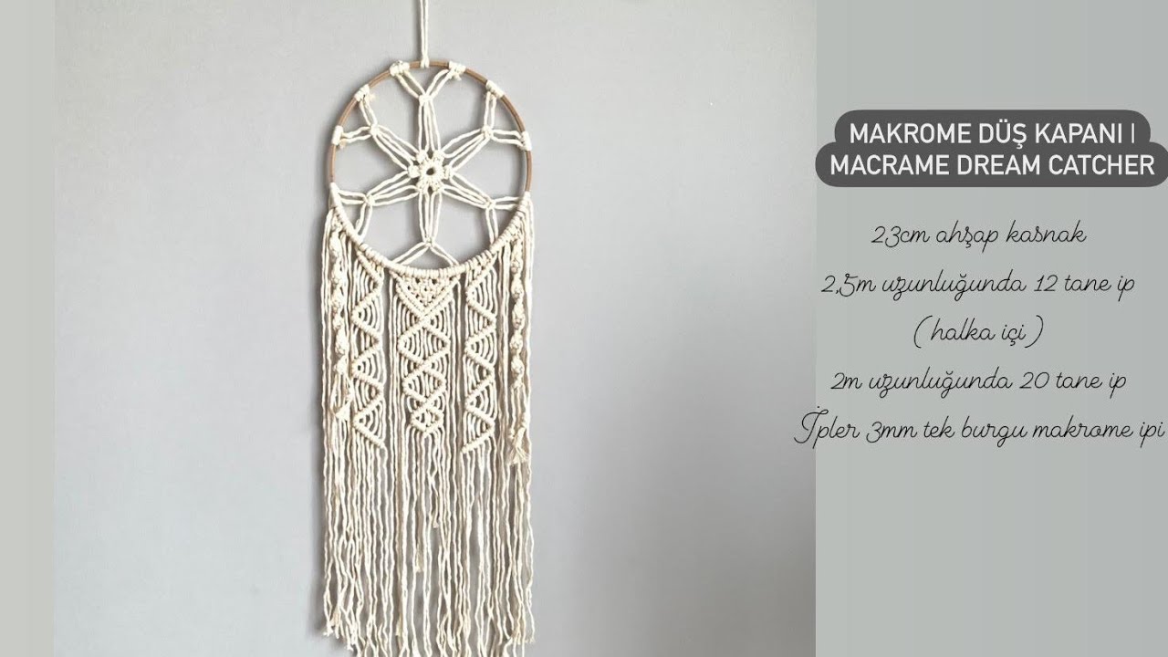 Makrome Düş Kapanı | Makrome Kapı Süsü | DIY Macrame Dream Catcher (Kendin Yap )