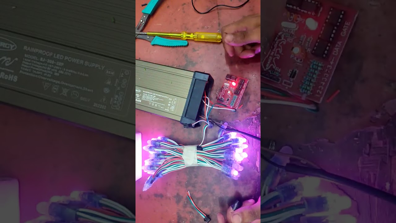 pixel light connection with SMPS and programming circuit #shortvideo #youtubeshorts