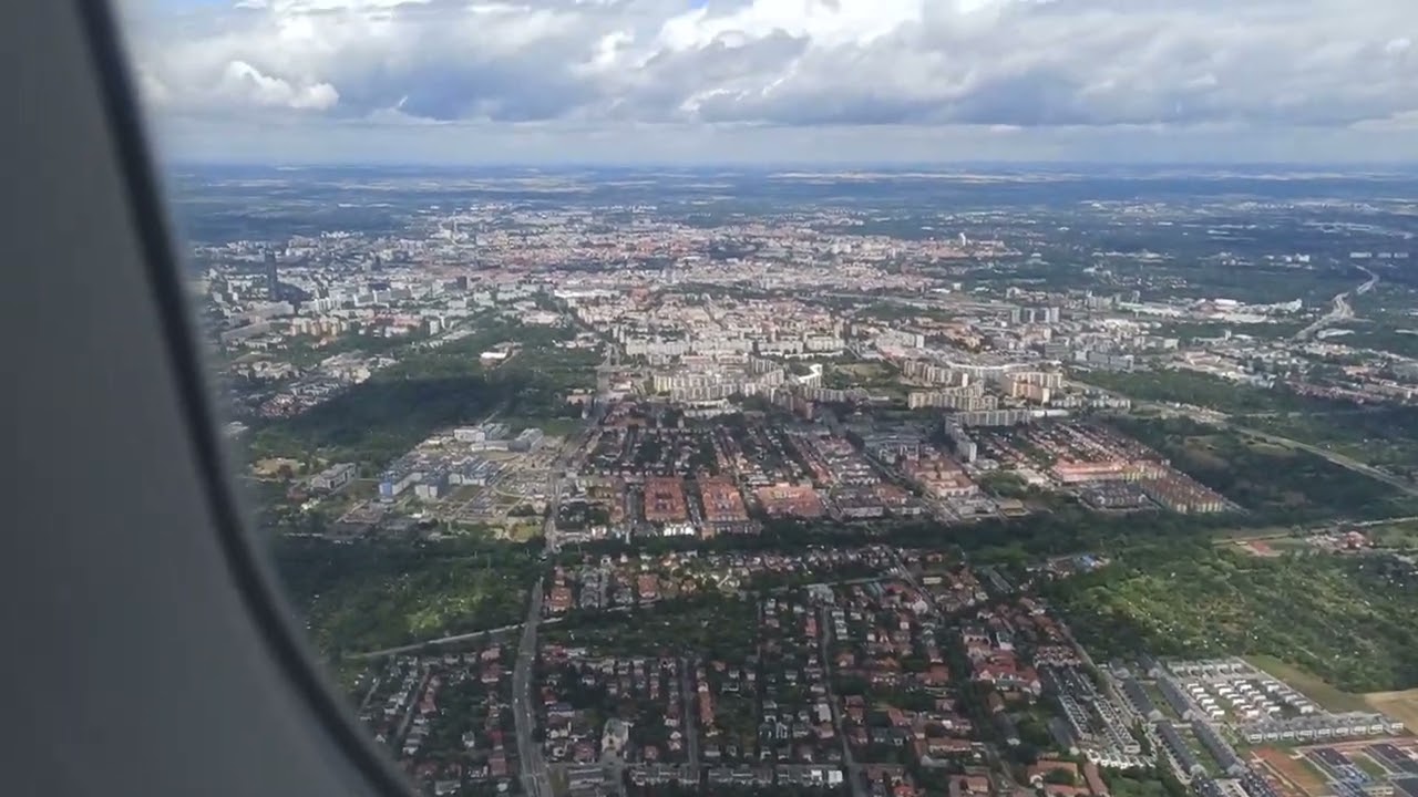Lądowanie we Wrocławiu Airbus A320 Burgas - Wrocław 28.07.2023