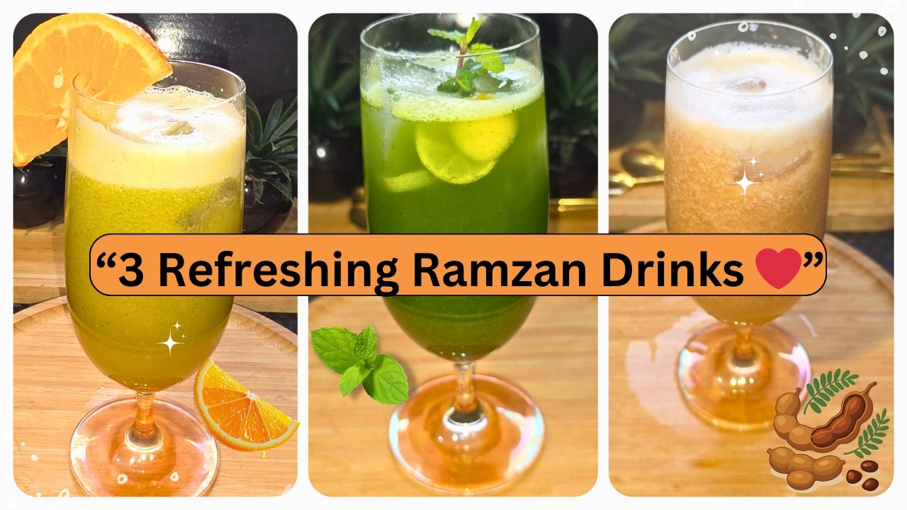 Ramzan Special 3 Refreshing Drinks| Gur Podina Sharbat  Spicy Orange Masala |Imli Aloo Bukhara Drink