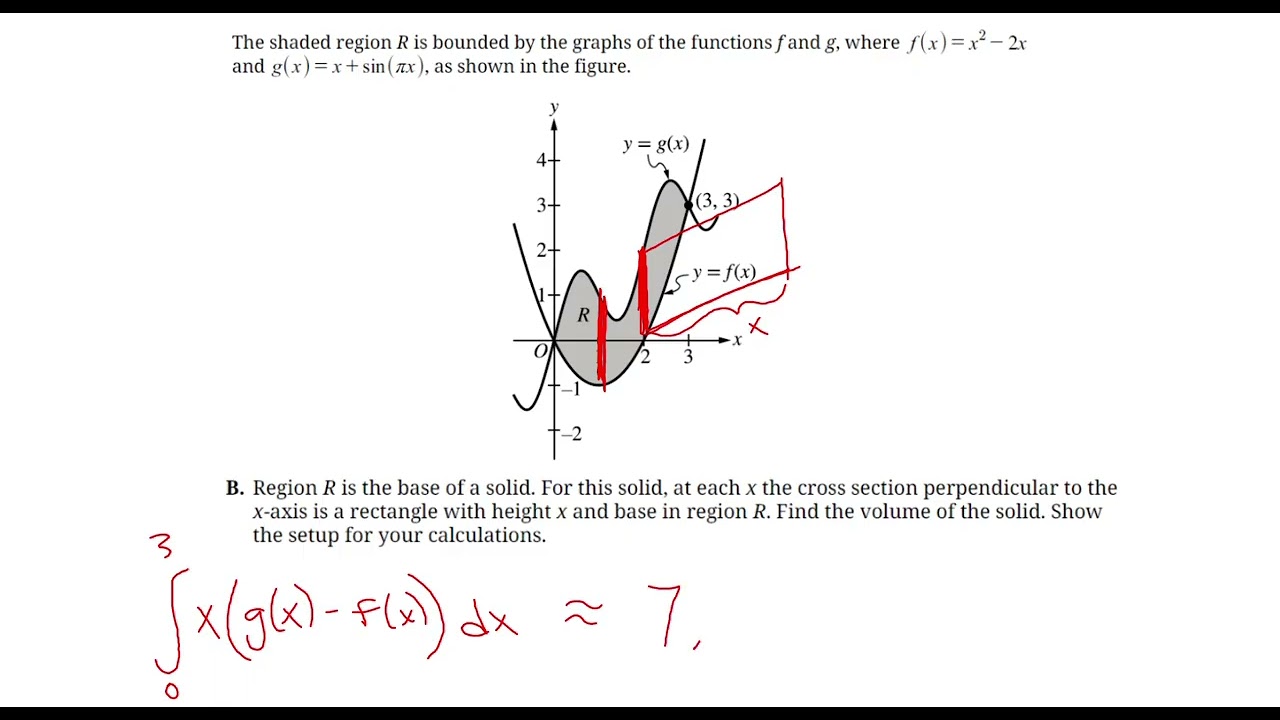 2025 AP Calculus AB FRQ #2 - Площадь и объем