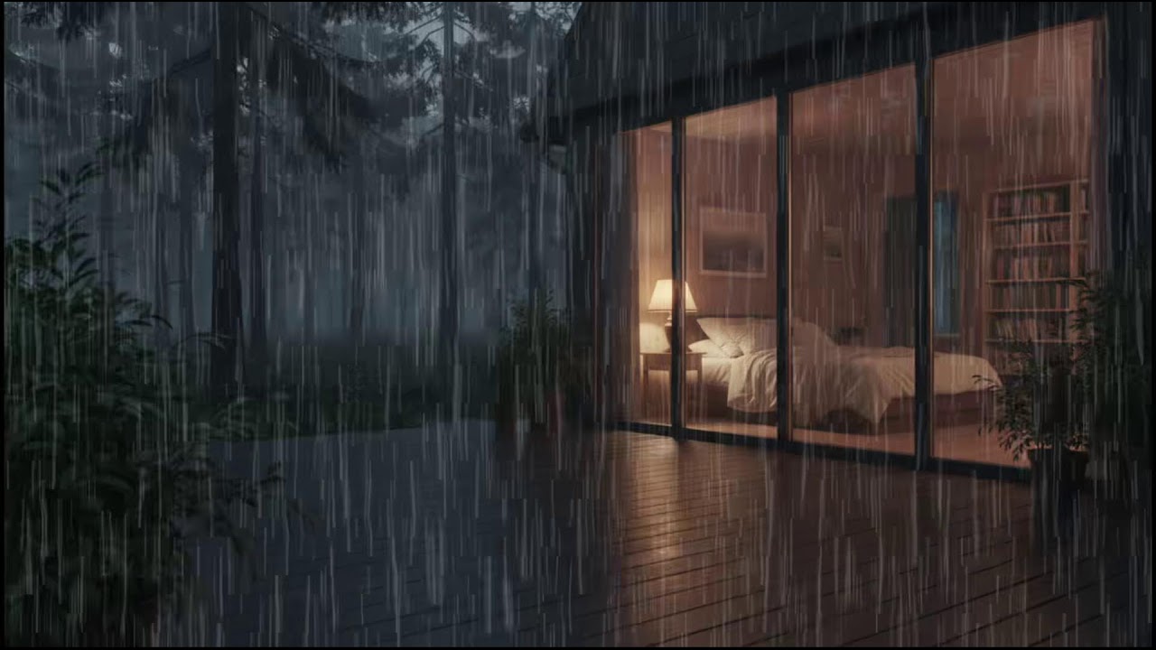 Rainy Night in a Forest Cabin 🌲 | Soft rain ambience with steady rain sounds for deep relaxation