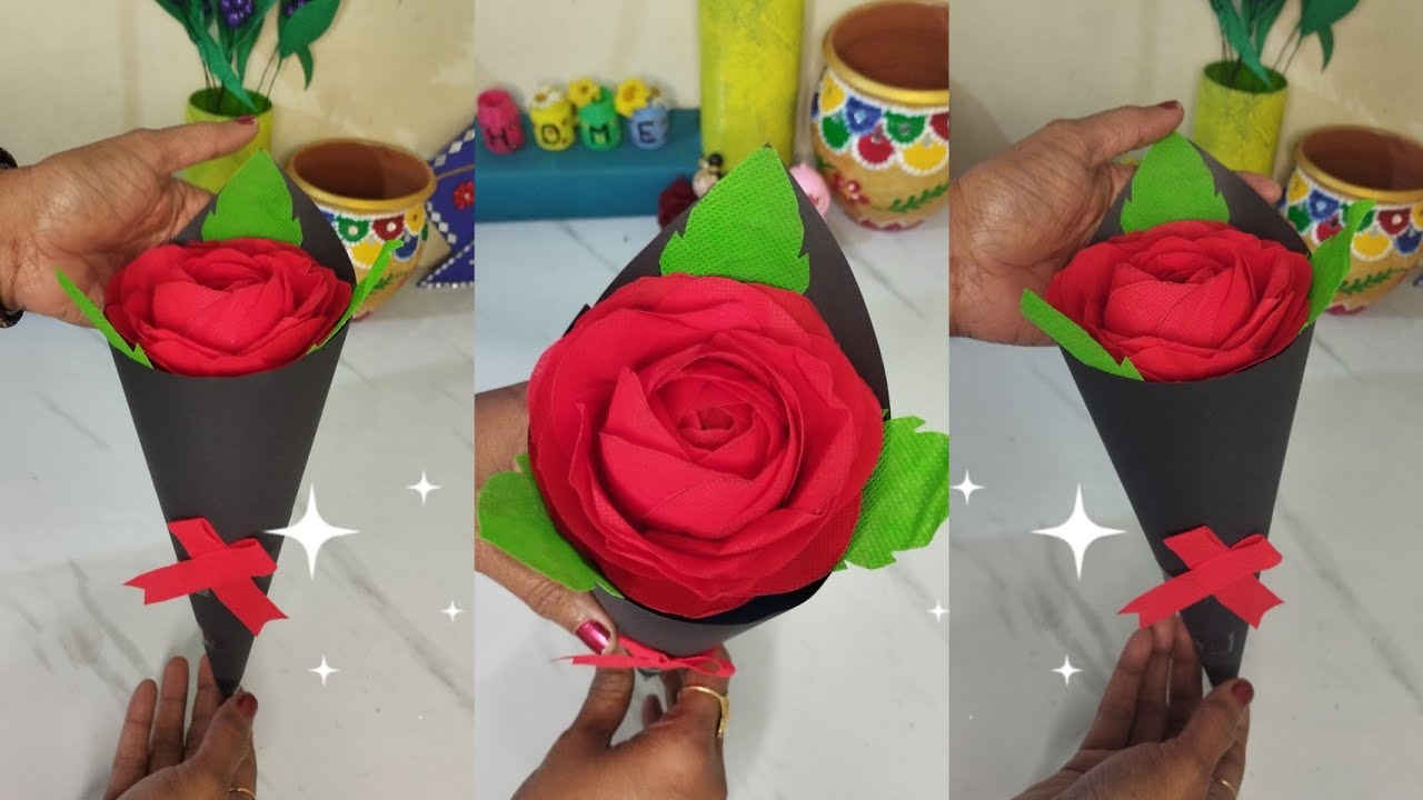 Carry bag reuse ideas🌹😍✨ rose - bouquet - aesthetic 