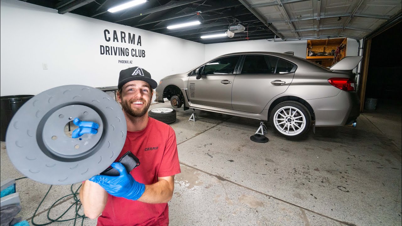 Subaru WRX STi Hawk Performance Upgraded Brake Rotor and Pad Install - Rumbly Test Drive..Tires Skid