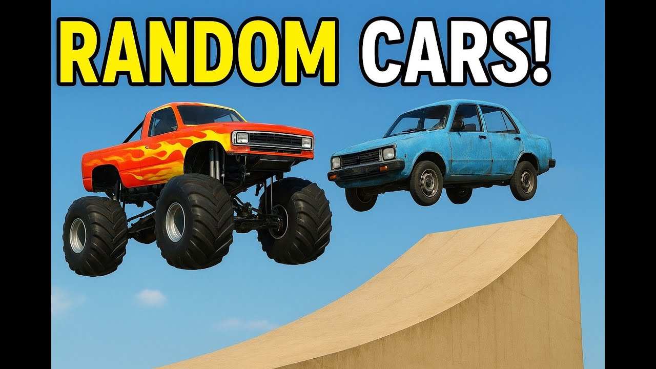 Using Random Cars To Jump Over A Revine! (BeamNg)