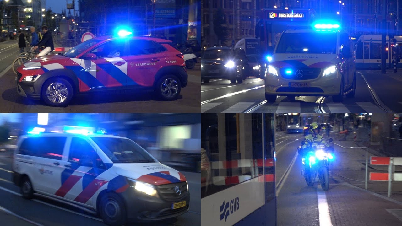 [Close call!] Politie, Brandweer en Ambulance met spoed naar grote brand in Amsterdam! 