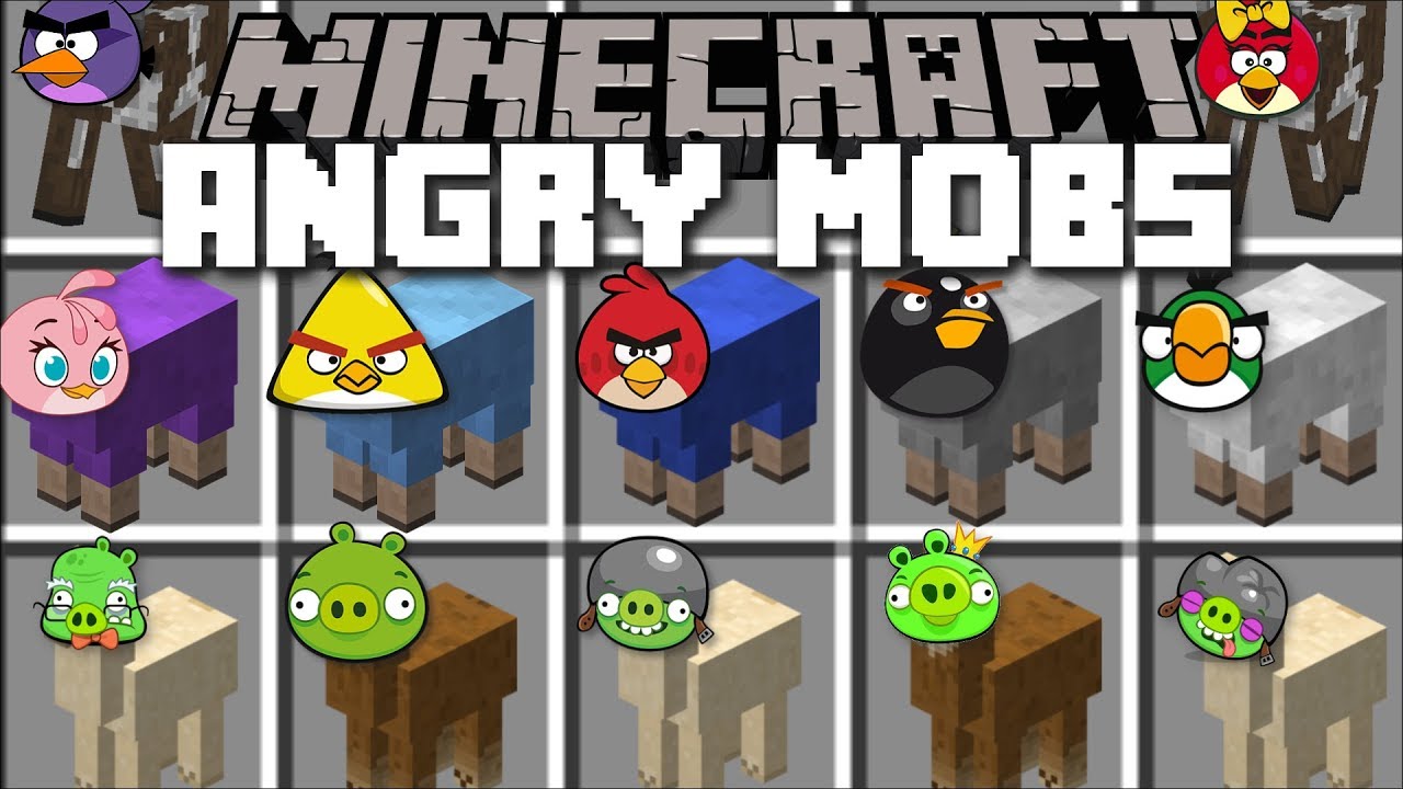 Minecraft ANGRY MOBS MOD / FIGHT LIKE THE ANGRY BIRDS AND KILL THE MOBS!! Minecraft