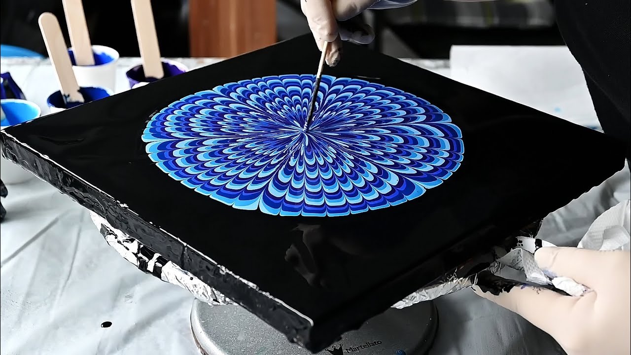 (683) Easy 3D flower painting ~ Cup bottom acrylic pour ~ Fluid art tutorial ~ Beginners technique