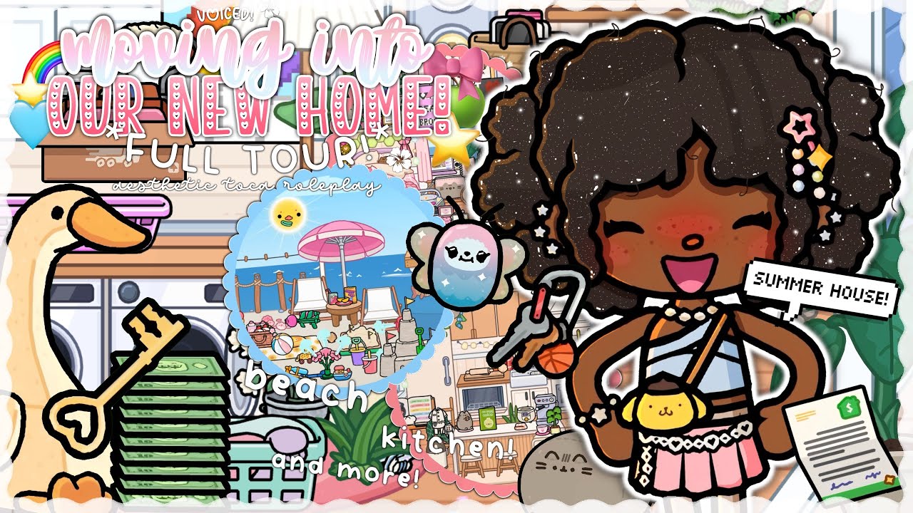 *AESTHETIC BIG FAMILY* summer house tour! ☀️ 🦄 🏡 | *voiced* 🔊 | Toca World Roleplay 🌎