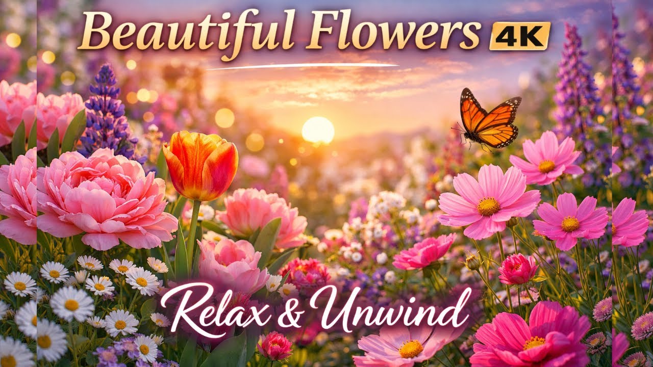 Beautiful Flowers in 4K | Relaxing Music for Stress Relief, Calm Mind & Inner Peace #nature