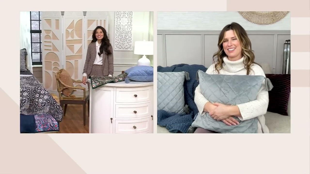 Home Reflection Set of 2 18x18 Plush Diamond Dec Pillows with Tassels on QVC