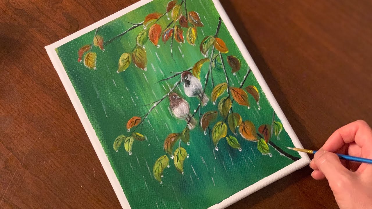 The Rain Day/Easy Acrylic Painting for Beginner/Step by Step/Painting Tutorials/ Painting ASMR